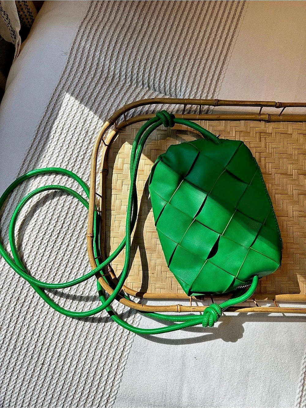 Urban Expressions Woven Crossbody Bag in Green Like New